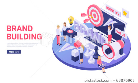 Brand Building Isometric Concept Brand Building Isometric Concept 63876905
