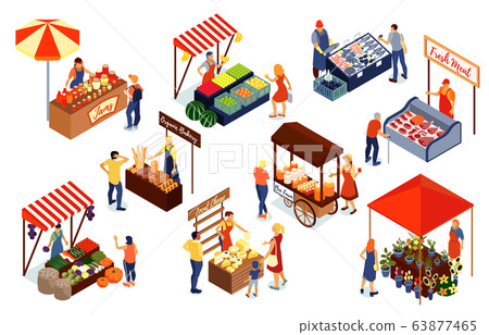 Farm Market Isometric Set 63877465