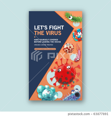 Cartoon style poster design with watercolor Cartoon style poster design with watercolor 63877891