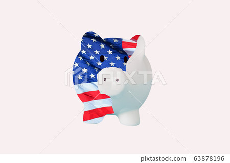 piggy-shaped currency deposit with American flag 63878196