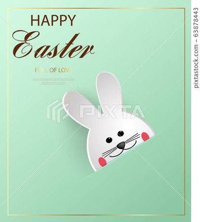 Happy Easter. Cartoon Easter Bunny looking at a... - Stock Illustration ...