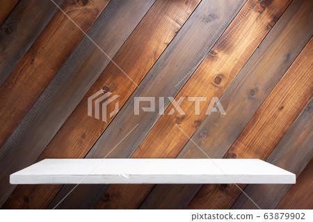 wooden shelf at plank background surface 63879902