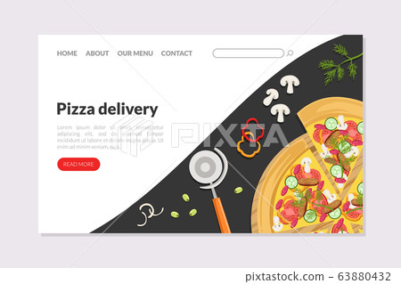 Pizza Delivery Landing Page Templatet, Fresh Tasty Food Express Delivery Service Vector Illustration Pizza Delivery Landing Page Templatet, Fresh Tasty Food Express Delivery Service Vector Illustration 63880432