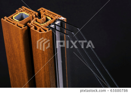 Plastic window profile with triple glazing Plastic window profile with triple glazing 63880786