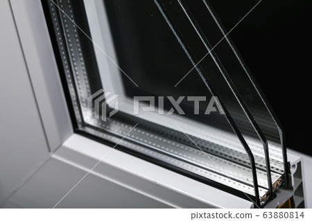 Plastic window profile with triple glazing 63880814