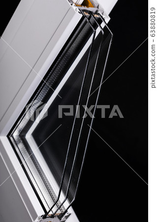 Plastic window profile with triple glazing 63880819