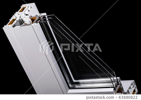 Plastic window profile with triple glazing 63880822