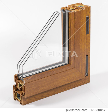 Plastic window profile with triple glazing 63880857