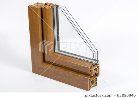 Plastic window profile with triple glazing 63880940