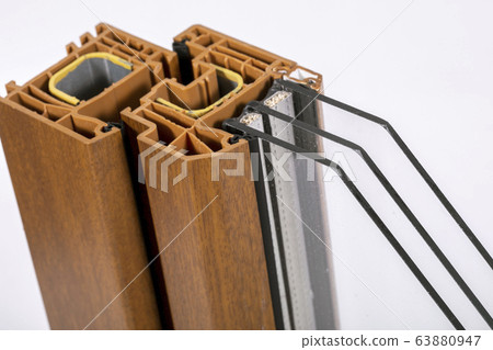 Plastic window profile with triple glazing 63880947