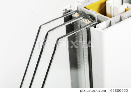 Plastic window profile with triple glazing Plastic window profile with triple glazing 63880960