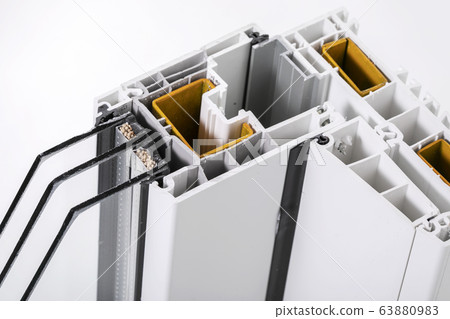 Plastic window profile with triple glazing 63880983