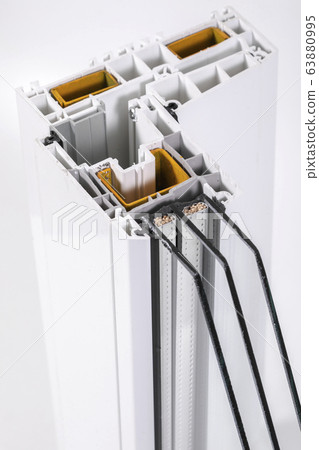 Plastic window profile with triple glazing Plastic window profile with triple glazing 63880995