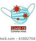 Mask to prevent infection from respiratory viruses.,Coronavirus disease COVID-19 infection medical isolated.New official name for Coronavirus disease named COVID-19, vector illustration 63882768