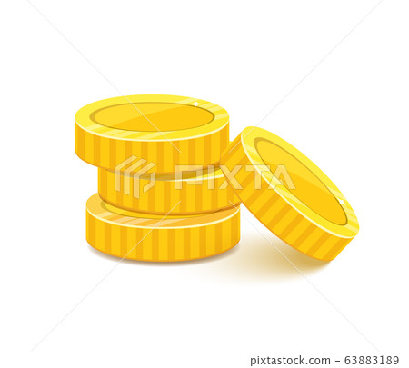 Golden coins stack, metal money pile realistic illustration Golden coins stack, metal money pile realistic illustration 63883189