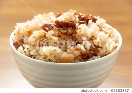 Rice cooked with octopus and octopus. Rice cooked with octopus and octopus. 63883387