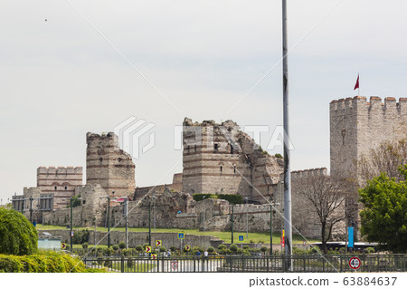 The old walls of Emperor Theodosius for the defense of Constantinople, destroyed by the Seljuk Turks. 63884637
