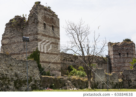 The old walls of Emperor Theodosius for the defense of Constantinople, destroyed by the Seljuk Turks. 63884638