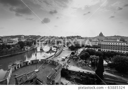 Rome, Italy - 2020 without people. View from above. 63885324