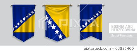 Set of Bosnia and Herzegovina waving pennants on isolated background vector illustration 63885400