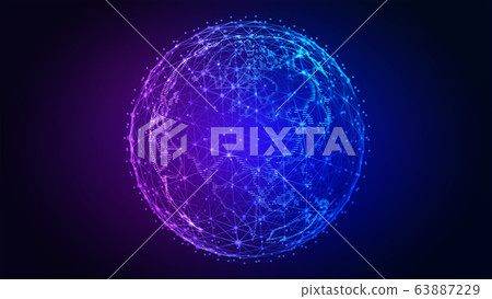 Global world network and telecommunication on earth. Elements of this image furnished by NASA - 3d illustration 63887229
