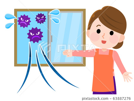 Virus Open the window and ventilate Illustration 63887276