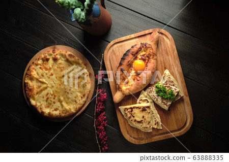 Adjarian khachapuri . catering menu Adjarian khachapuri . catering menu 63888335