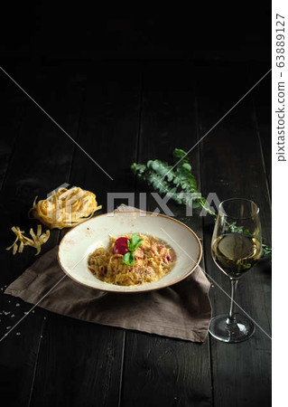 Carbonara pasta . catering menu Carbonara pasta . catering menu 63889127