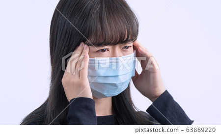 Female people headache dizziness sick people feeling sick 63889220