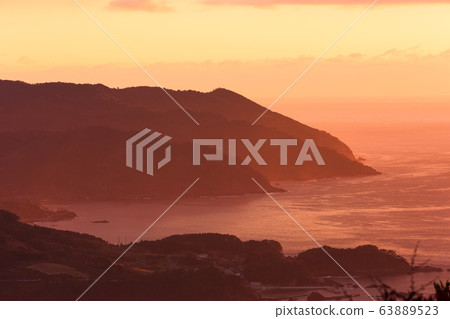 Sunrise landscape of Sanriku, a national park in Iwate, Japan 63889523