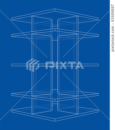 Empty showcase outline. Vector rendering of 3d Empty showcase outline. Vector rendering of 3d 63889887