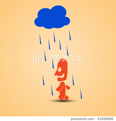 smiling man walking with rain smiling man walking with rain 63889888