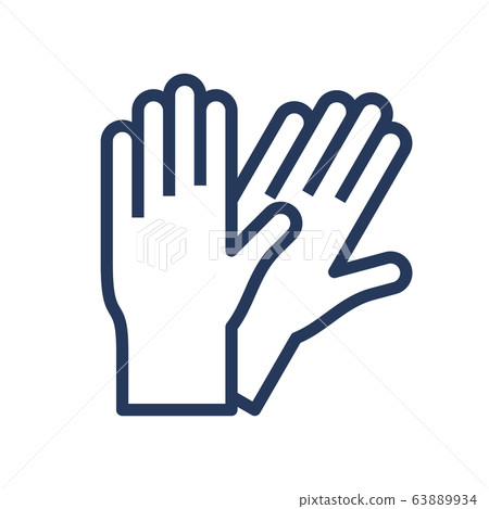 Pair of rubber gloves line, outline icon. 63889934
