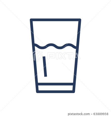 Glass with drink, beverage line icon. Glass of water outline icon. Glass with drink, beverage line icon. Glass of water outline icon. 63889938