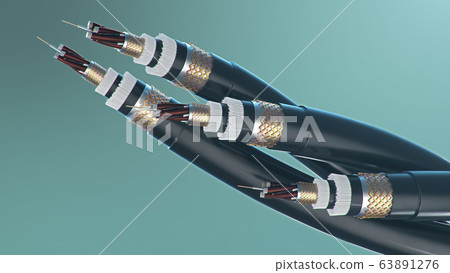 The concept of fiber optic cable on a colored background. Future cable technology. Detailed curved cable in cross section. Powerful communication technology. Network concept, 3d illustration The concept of fiber optic cable on a colored background. Future cable technology. Detailed curved cable in cross section. Powerful communication technology. Network concept, 3d illustration 63891276