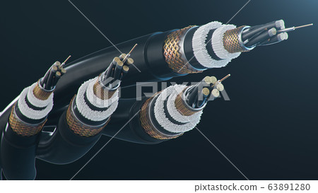 3d illustration, concept of fiber optic cable... - Stock Illustration ...