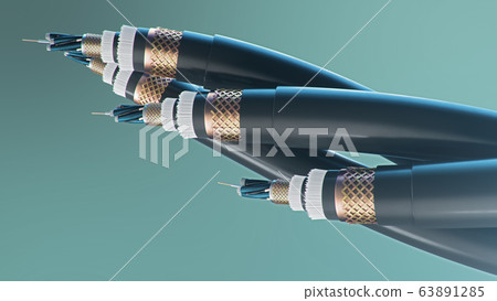 3d illustration, concept of fiber optic cable on a colored background. Future cable technology. Detailed curved cable in cross section. Powerful communication technology. Network concept. 3d illustration, concept of fiber optic cable on a colored background. Future cable technology. Detailed curved cable in cross section. Powerful communication technology. Network concept. 63891285