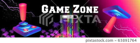 Futuristic horizontal banner retro joystick Futuristic horizontal banner retro joystick 63891764