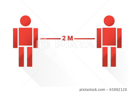 Social distancing symbol orange isolated on white. Social distancing symbol orange isolated on white. 63892128