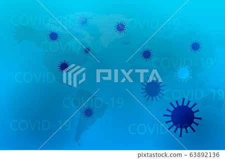 Covid-19 concept with world map watermark blue Covid-19 concept with world map watermark blue 63892136