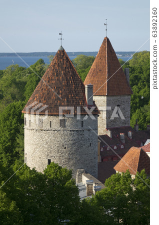 Medieval towers - part of the city wall. Tallinn, Estonia Medieval towers - part of the city wall. Tallinn, Estonia 63892160