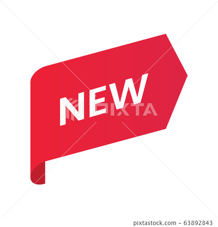 Red badge, labels or sticker, new tag. 63892843