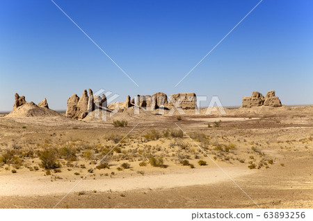 ruins of the ancient fortresses of Khorezm in the desert. Uzbekistan 63893256