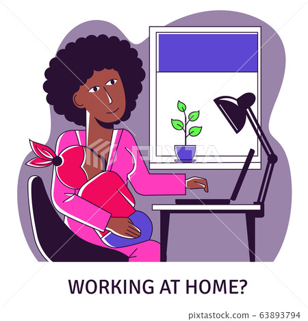 A square vector image of a black woman working at A square vector image of a black woman working at 63893794