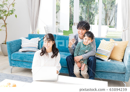 Young family, good friends, laptop, smartphone 63894239