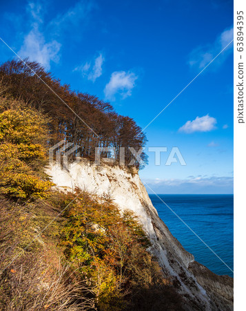 Baltic Sea coast on the island Moen in Denmark 63894395
