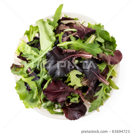 Salad leaves arugula and red beetroot in a plate 63894723