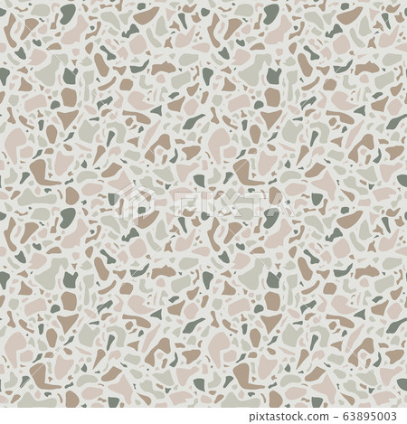 Terrazzo background texture. Vector seamless pattern. Green natural stone, glass, quartz, concrete, marble. Classic italian type of floor. Terrazzo design. 63895003