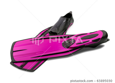 Pair of pink flippers for diving Pair of pink flippers for diving 63895030
