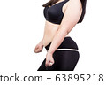 sexy plus size fat woman show overweight body tighten obese by measuring tape at hip weight loss 63895218